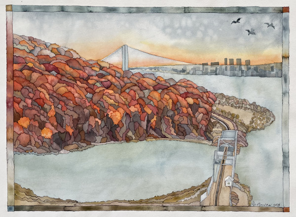George Washington Bridge and Significant Point, in fall by alice brickner