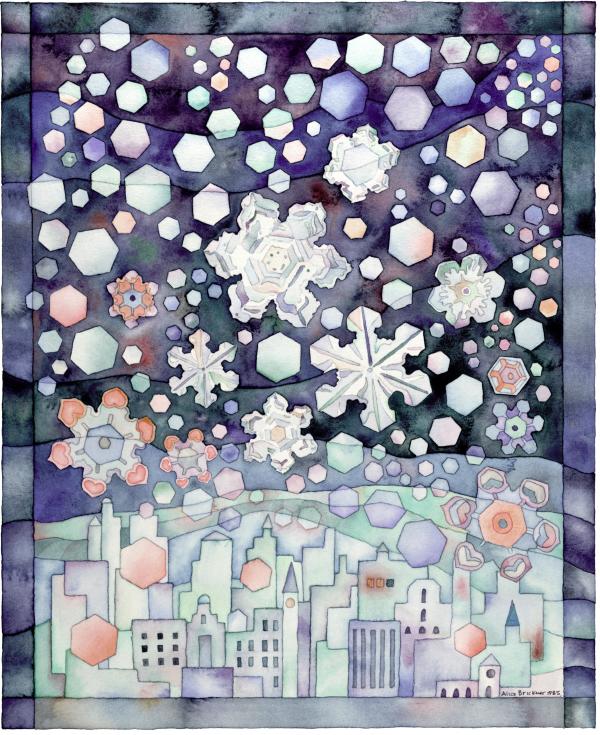 Snowflakes Over CIty by alice brickner