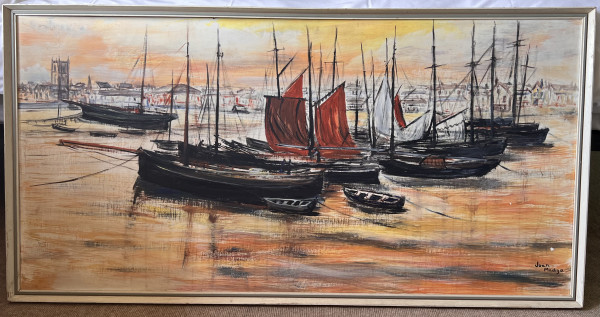 'Boats at anchor' by Joan Madge