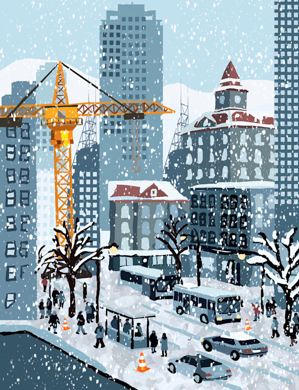 City_Winter_Landscape__withcrane by Emily Rose Govier Honderich