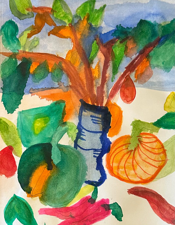 Pumpkin and Vase by Emily Rose Govier Honderich, Image 1.