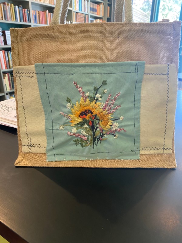 Flower Embroidery Sewn on  Bag by Emily Rose Govier Honderich