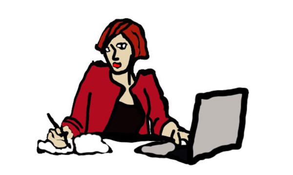 Women_Writing_At_Desk_Colour by Emily Rose Govier Honderich, Image 1.