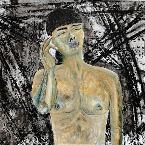 BOY, [Ka mauru te ngē. Ka whakarongo ia ki te ngaru tūātea 'when the noise subsides he hears the crashing wave'] 2026 by Dr  Rangihiroa Panoho, Image 1.