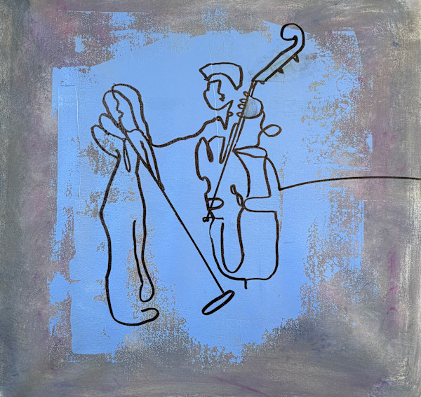 Solo Jazz Singer - acrylic on canvas 20x20 by S. Gordon Harwood