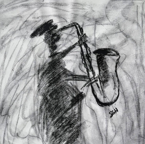 Ode to the Saxaphone - acrylic on canvas 24 x 24” by S. Gordon Harwood