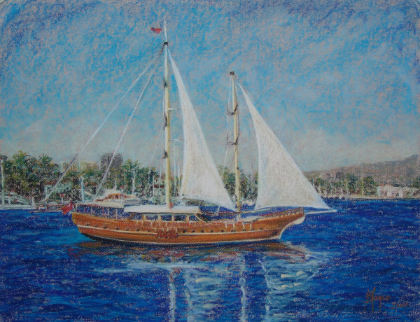 Sailing at Newport Bay by Jeannina Blanco