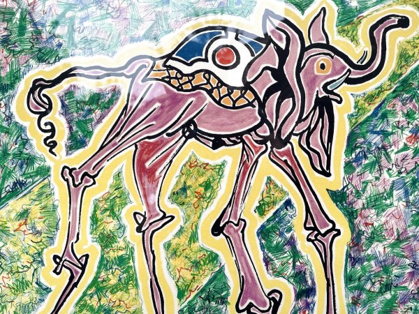 L'elephant aux pattes de cigogne (Elephant with stork feet) by Salvador Dalí