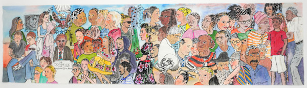 1088 - President Obama & NYC Museum Visitors by Rumi Tsuda Estate