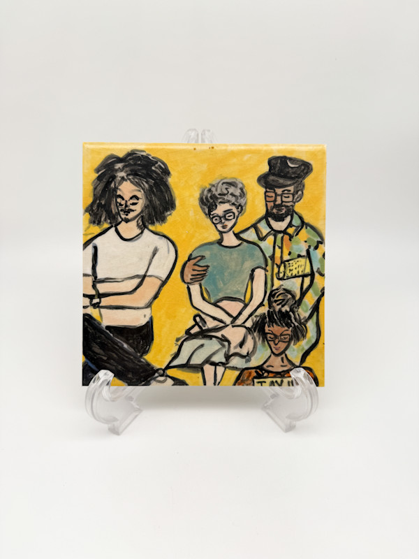 Illustrated Tile - Yellow, 4 People by Rumiko "Rumi"  Tsuda Estate