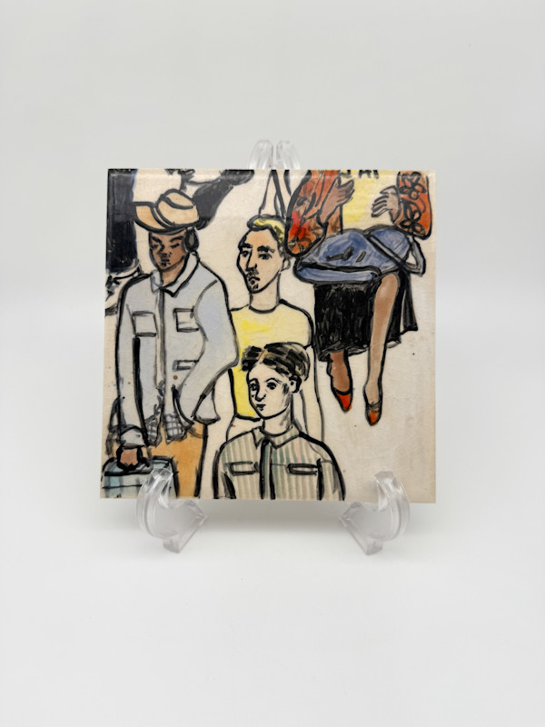 Illustrated Tile - White, 4 people by Rumiko "Rumi"  Tsuda Estate