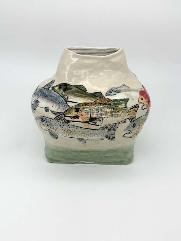 Vase - Painted Fish by Rumiko "Rumi"  Tsuda Estate