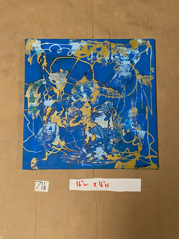 Blue Gold Abstract 716 by Rumi Tsuda