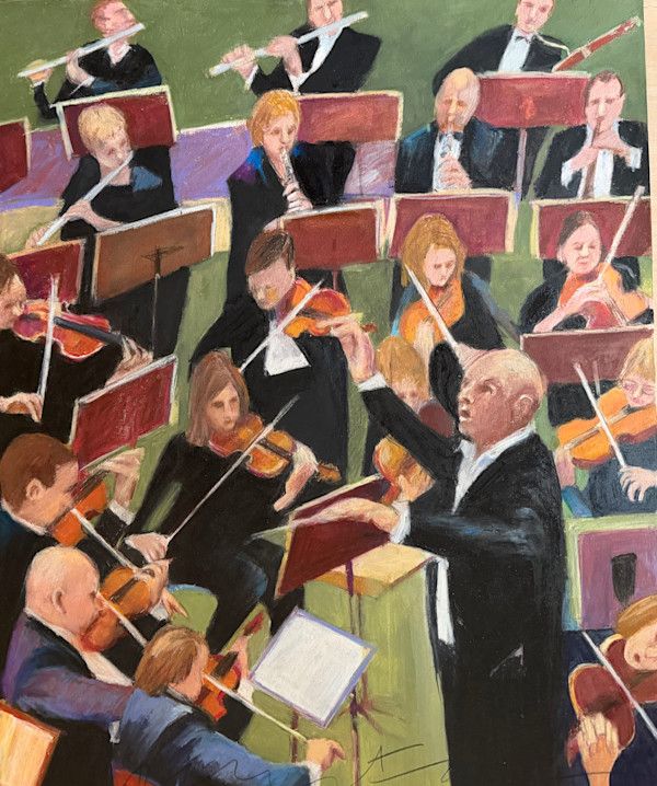 Conducting orchestra in green by Jeanne Goodman, Image 1.