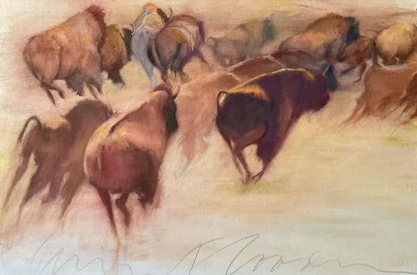 Bison stampede by Jeanne Goodman