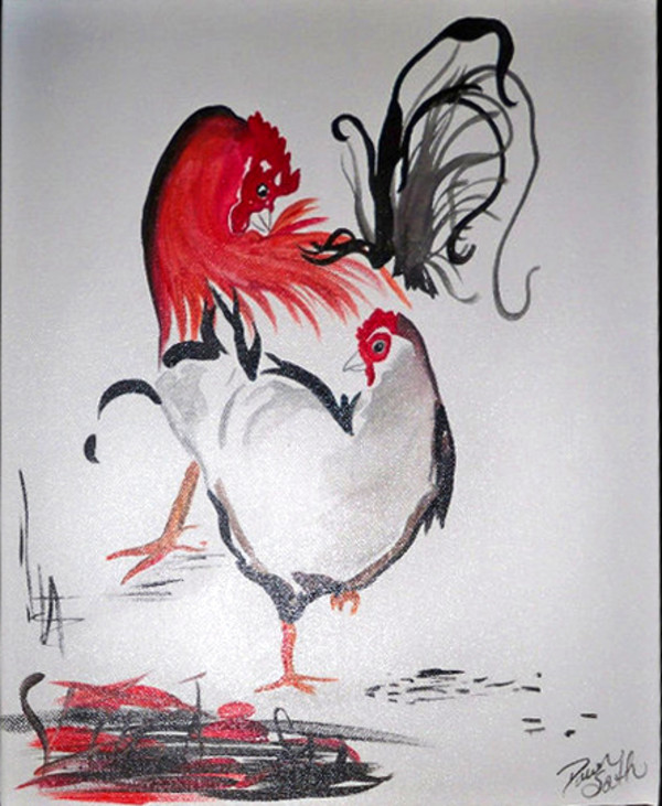 "Rooster on White" by Dawn South