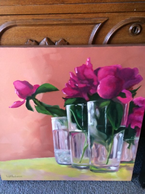 Peonies in Glass by Valerie Light Anderson