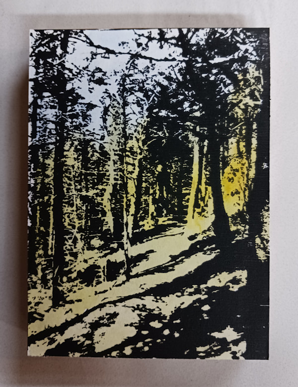 into the woods on wood by dennis gordon
