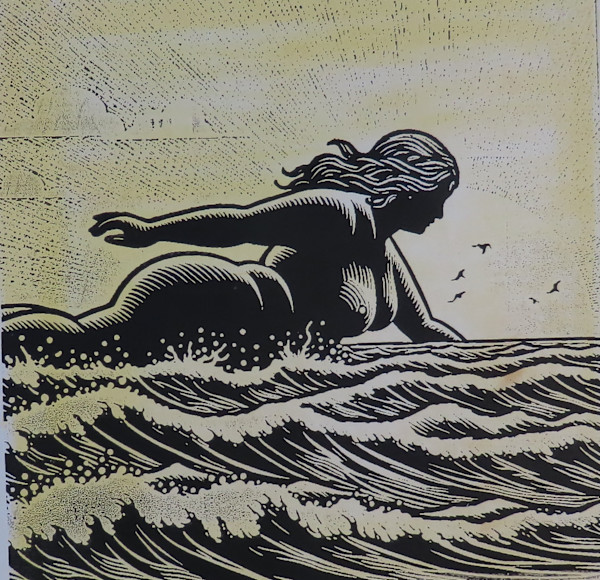 Swimmer - Woodcut  (2 copies submitted) by dennis gordon