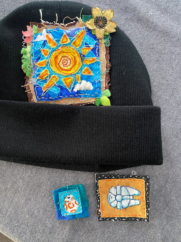 Sunshine, BB8, & Millennium Falcon Hand Sewn Patches by Kainan Mun Dye, Image 1.