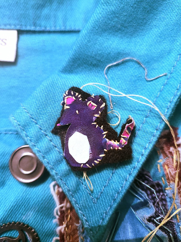 Little Mouse Hand Sewn Patch (in process) by Kainan Mun Dye, Image 1.