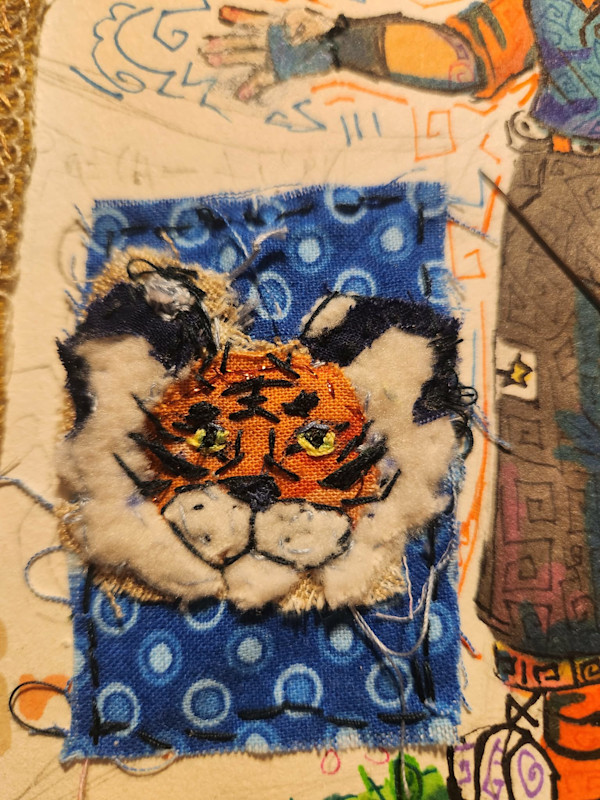 Tiger Face Hand Sewn Patch by Kainan Mun Dye, Image 1.