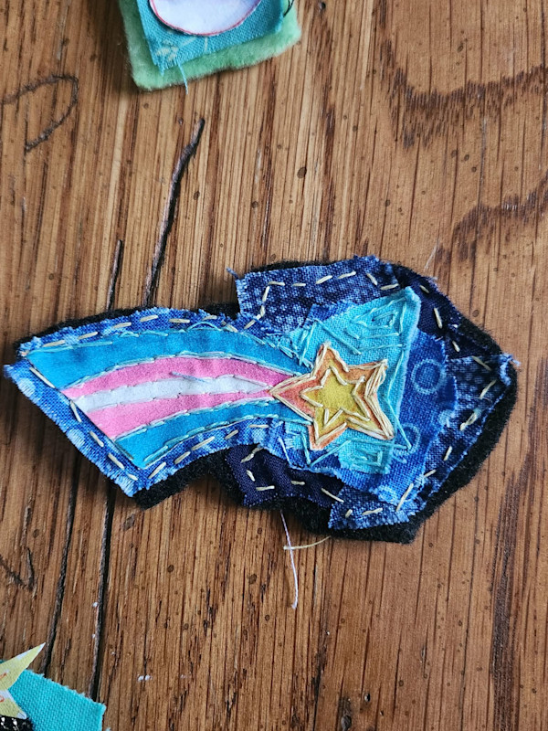 Trans Shooting Star Hand Sewn Patch by Kainan Mun Dye, Image 1.
