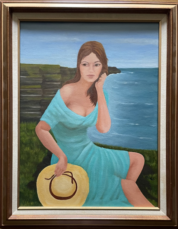 Girl on the Cliffs of Mohr, Ireland by Elizabeth Flatt