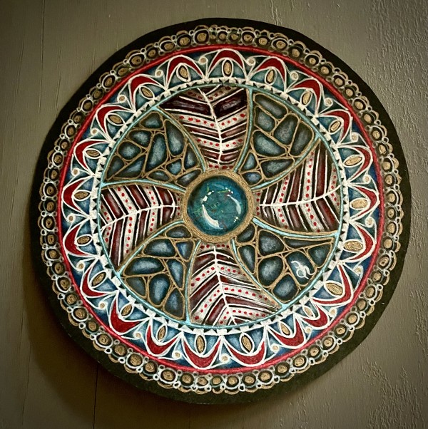 Laugh/Love Turquoise Mandala by Donna Norton