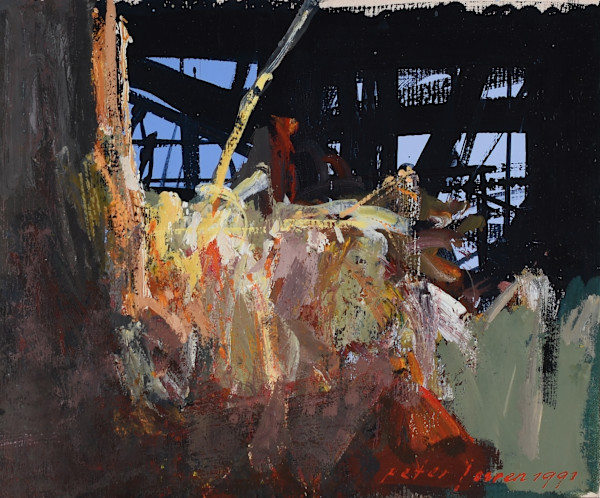 Untitled, Acrylic, 1991 (Black&Blue Abstract) by Peter Jooren, Image 1.