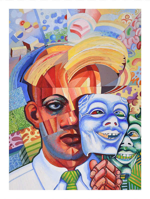 Untitled, Acrylic, 2011 (Man 2Mask-Patchwork) by Peter Jooren
