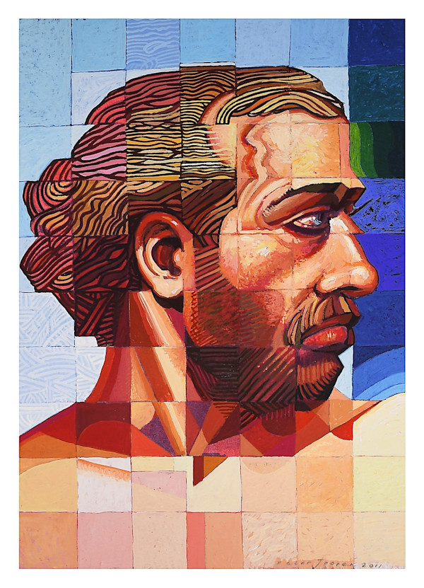 Untitled, Acrylic, 2001 (Man Cubes 1) by Peter Jooren