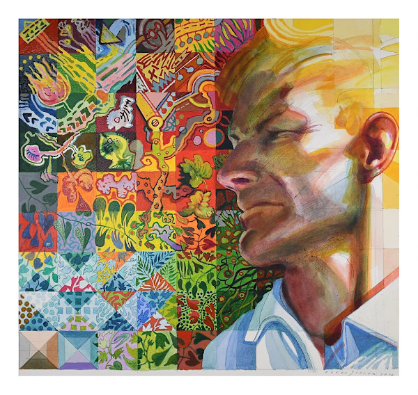 Untitled, Acrylic, 2014 (Blonde Male- Patchwork) by Peter Jooren