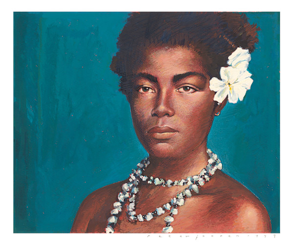 Untitled, Acrylic, 1999 (White Hibiscus) 1/100 by Peter Jooren