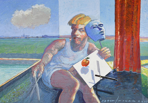 Acrylic, 2005 (White Mask -Man with Razor) by Peter Jooren