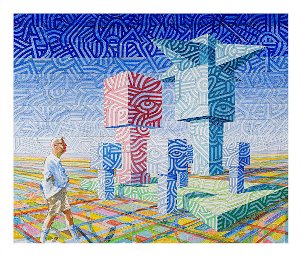 Untitled, Acrylic, 2013 (Man 3D Forest) by Peter Jooren