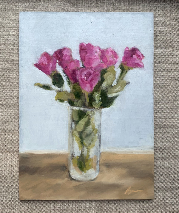 Vase of Deep Pink Roses by Rachael Ryan