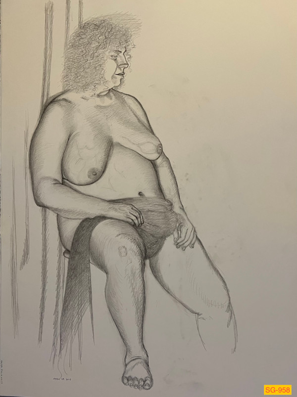 Untitled (female nude sitting on a stool) by Spence Guerin