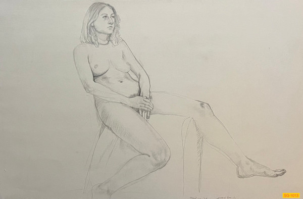 Untitled (Art students drawing a nude female model, narrative) by Spence Guerin