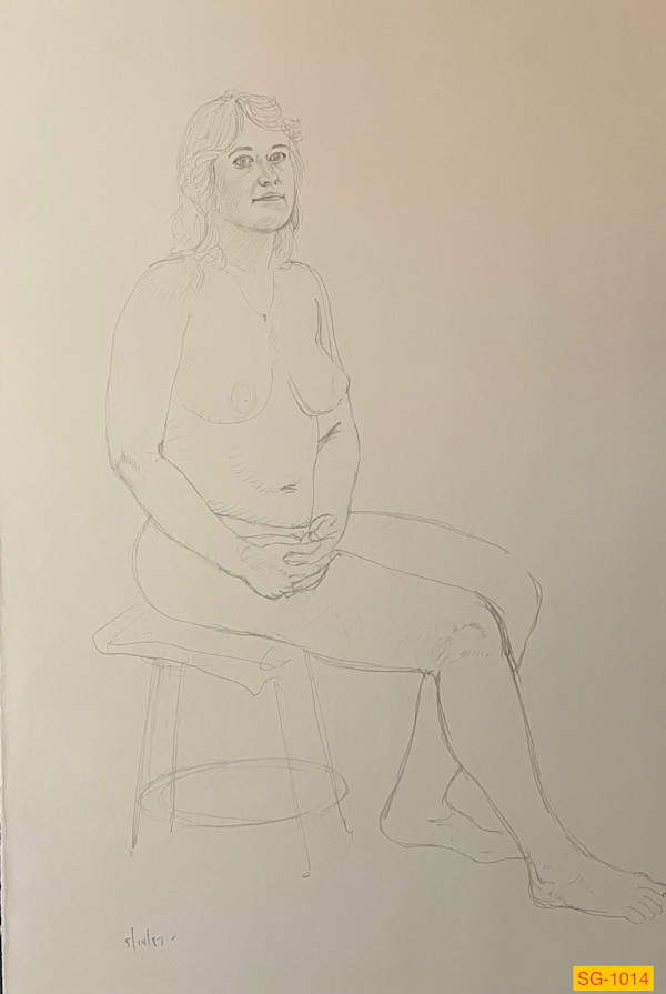 Untitled (Art students drawing a nude female model, narrative) by Spence Guerin