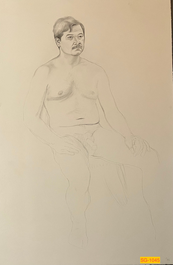 Untitled (Art students drawing a nude male model, narrative) by Spence Guerin