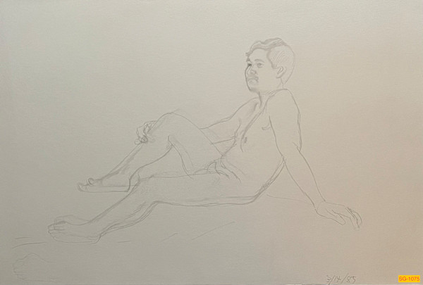 Untitled (drawing a nude male model) by Spence Guerin