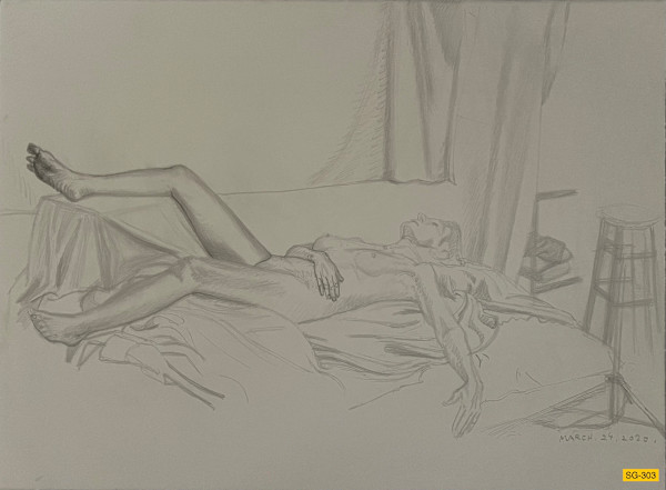 Untitled (male nude figure drawing) by Spence Guerin