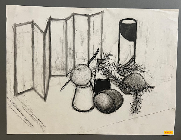 Untitled (Still Life, Basic Forms with Spruce Brance) by Spence Guerin