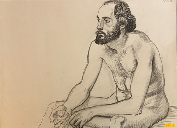 Untitled (Figure Drawing, Male Nude, Seated) by Spence Guerin