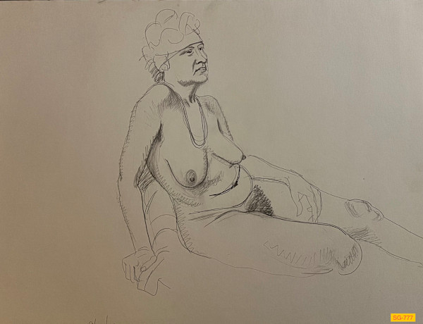 Untitled (Figure Drawing, Female Nude with Bandana, Number 1 of 6) by Spence Guerin
