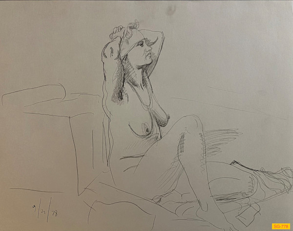 Untitled (Figure Drawing, Female Nude with Bandana, Number 2 of 6) by Spence Guerin