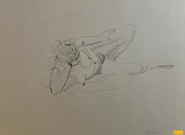 Untitled (Figure Drawing, Female Nude with Bandana, Number 3 of 6) by Spence Guerin