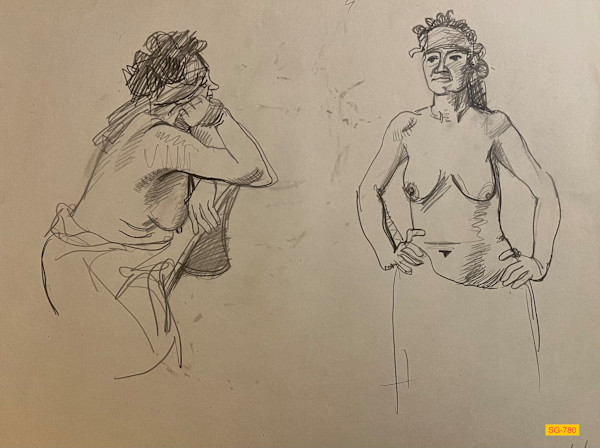 Untitled (Figure Drawing, Female Nude with Bandana, Number 4 of 6) by Spence Guerin