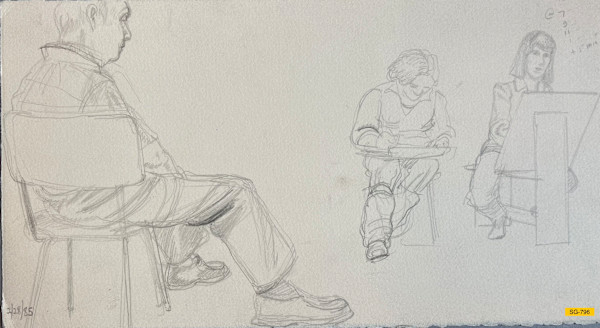 Untitled (Art students drawing a male model, narrative) by Spence Guerin